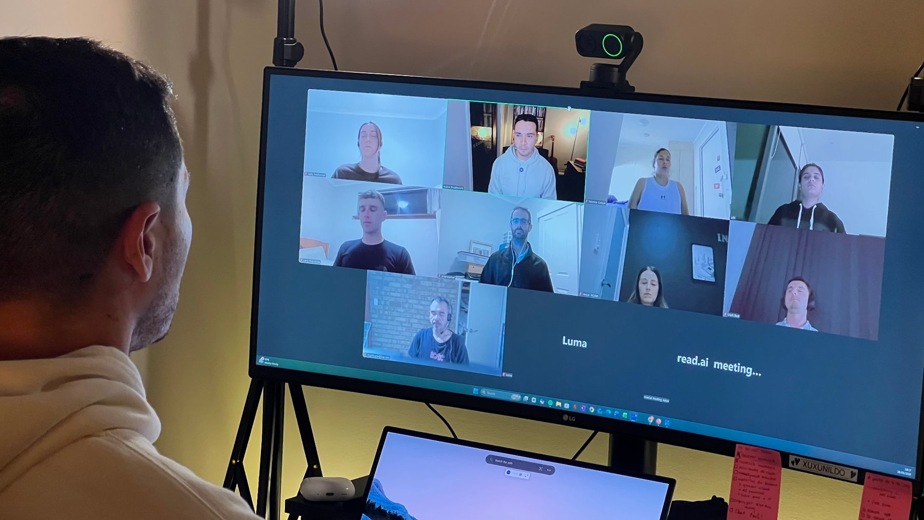 Online cohort session — participants practising together over video